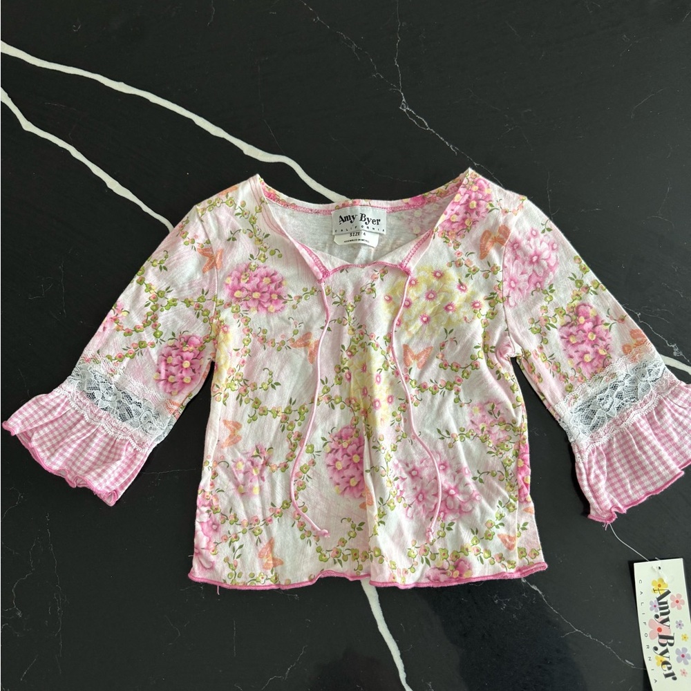 Vintage Amy Byer Pink Floral‎ Kids Top